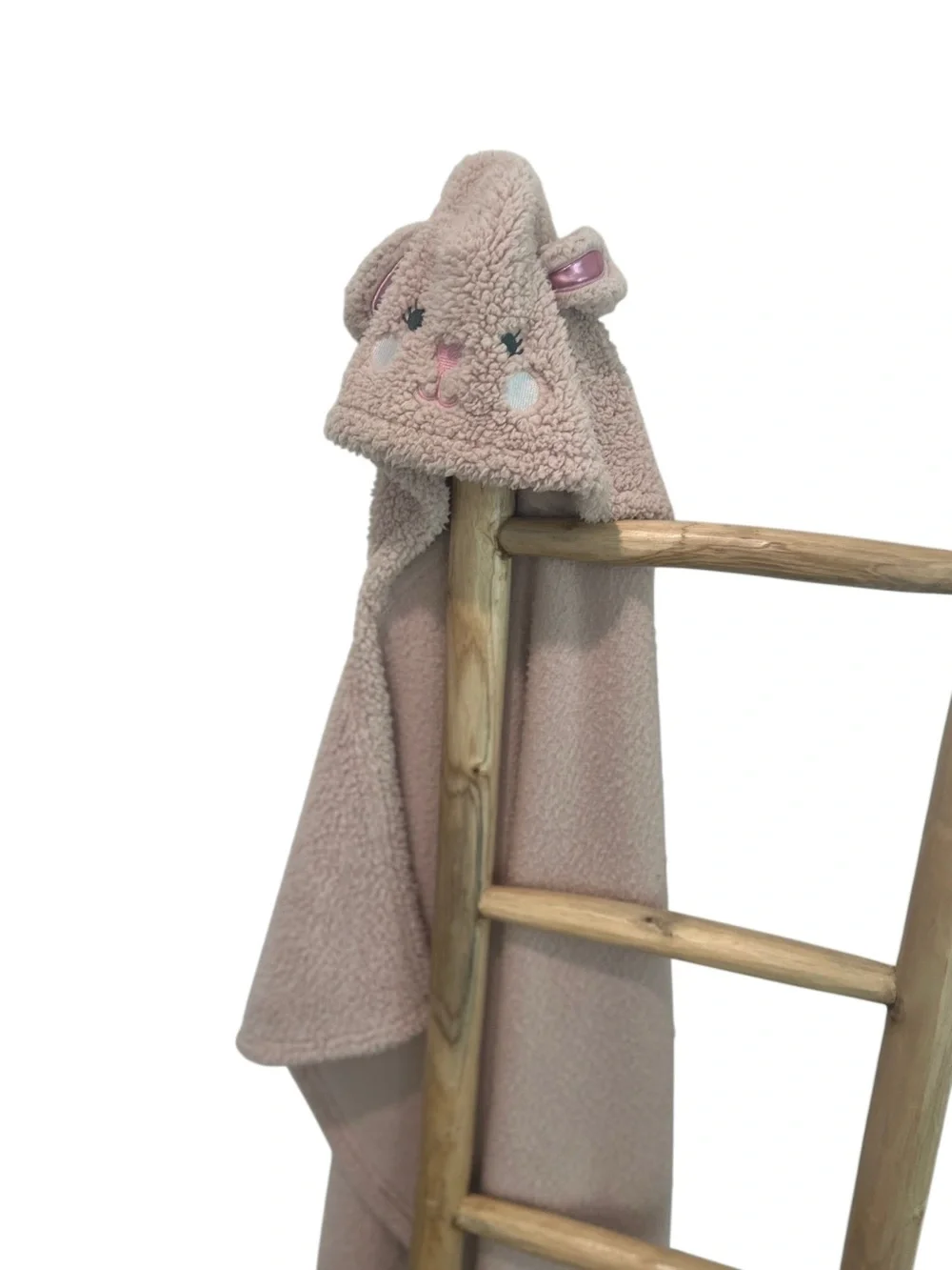 Cozy Blush Pink Sherpa Hooded Wrap Blanket | Animal Ears